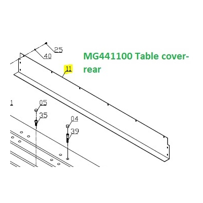 Table Cover - Rear For 1600 LR