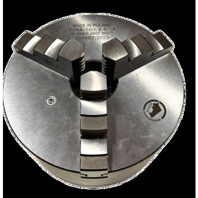 Bison 160mm Scroll Chuck, 3 Jaw D1-4 Camlock Cast Body